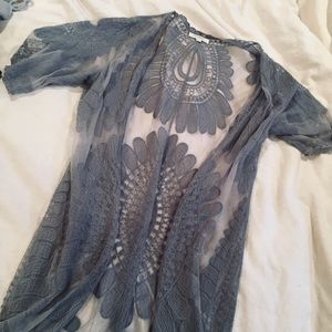 Rebellion Bohemian Lace Grey Long Cardigan
